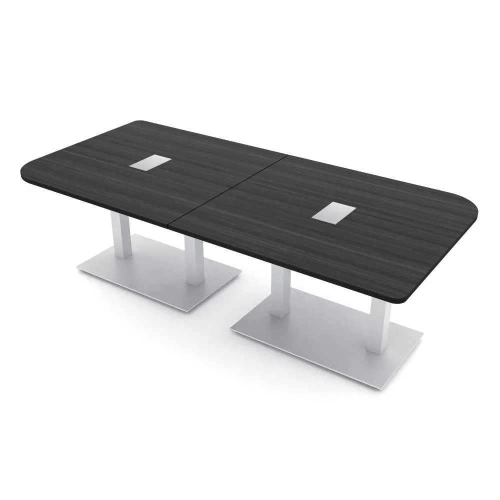 8 Person Duo Shaped Conference Table 8x4 Metal Base Electric Module - 48x96