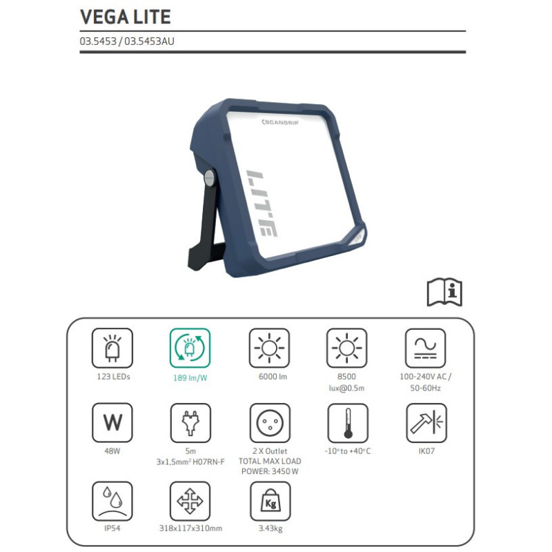 Projecteur LED Vega Lite 6000 lm 48 W SCANGRIP