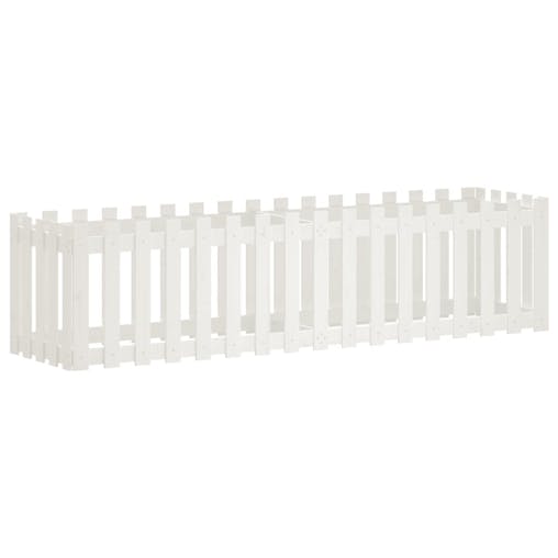 NNEVL Garden Raised Bed with Fence Design White 200x50x50 cm Solid Wood Pine