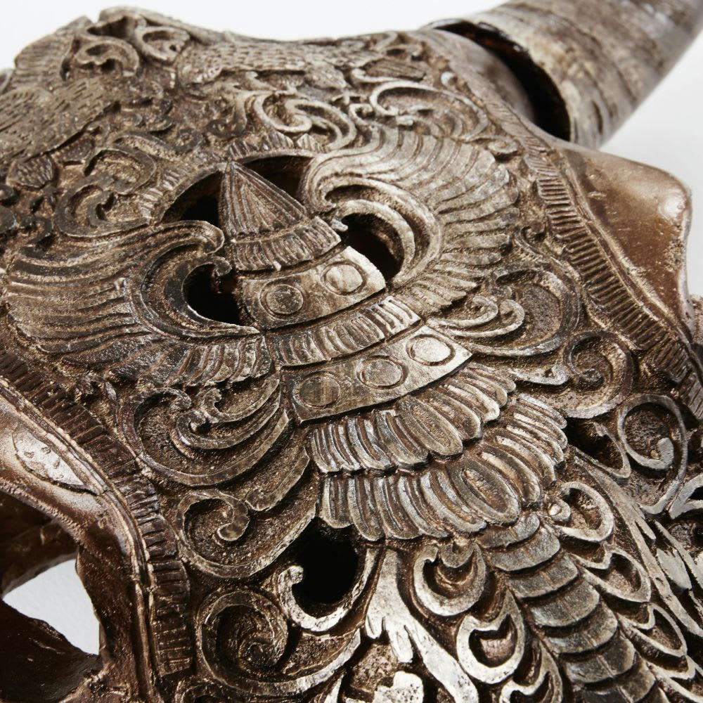 Wild - Trophée mural tête de buffle sculpté marron 73x73