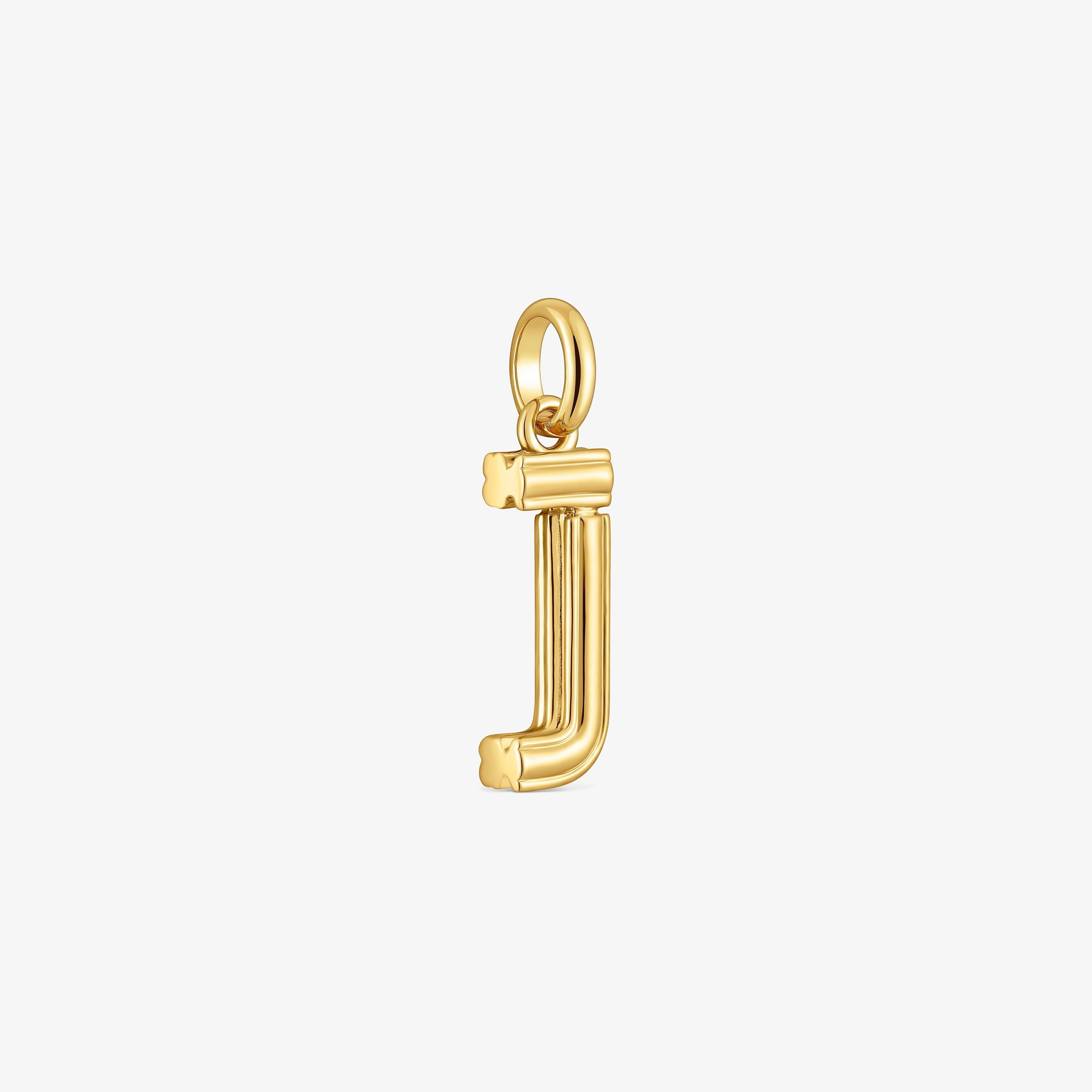 Colgante mediano letra J con baño de oro 18 kt sobre plata Alphabet