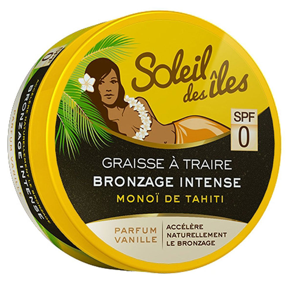 Graisse à traire bronzage intense Monoï de Tahiti parfum vanille SPF0