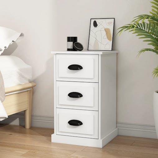 NNEVL Bedside Cabinet White 39x39x67 cm Engineered Wood