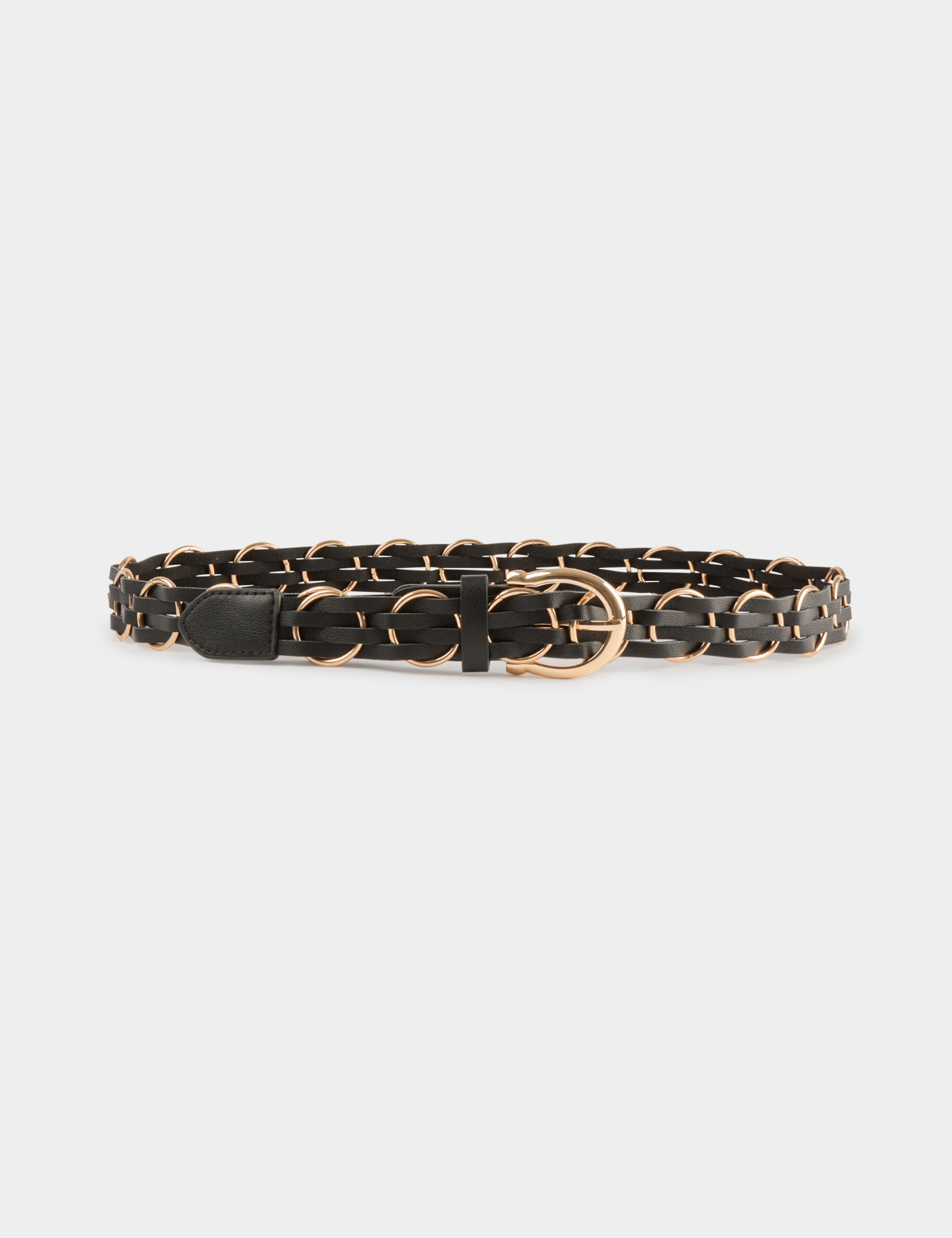 Thin Faux Leather Belt Black Women