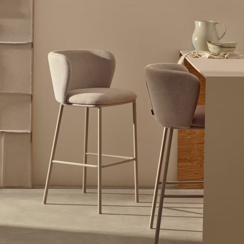 Kave Home Ciselia Barkruk - H 75 cm - Beige / Beige