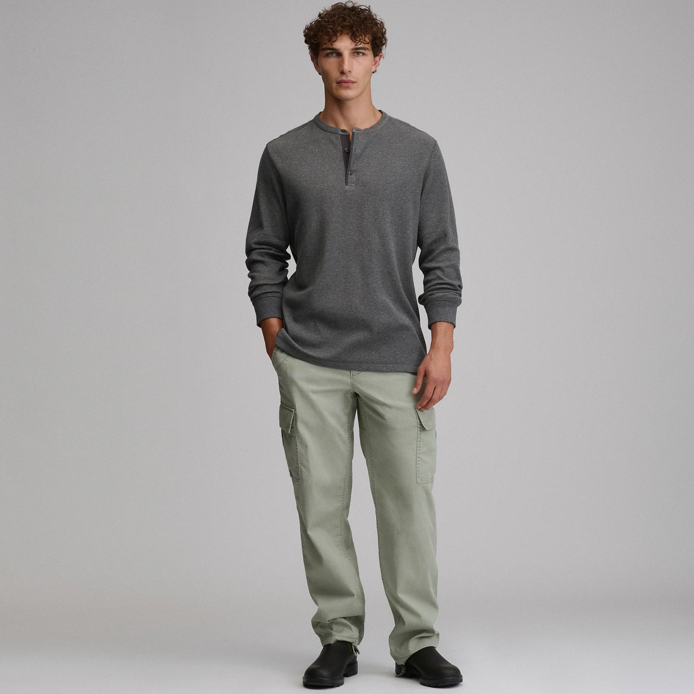 Men's Birds Eye Long-Sleeve Thermal Henley