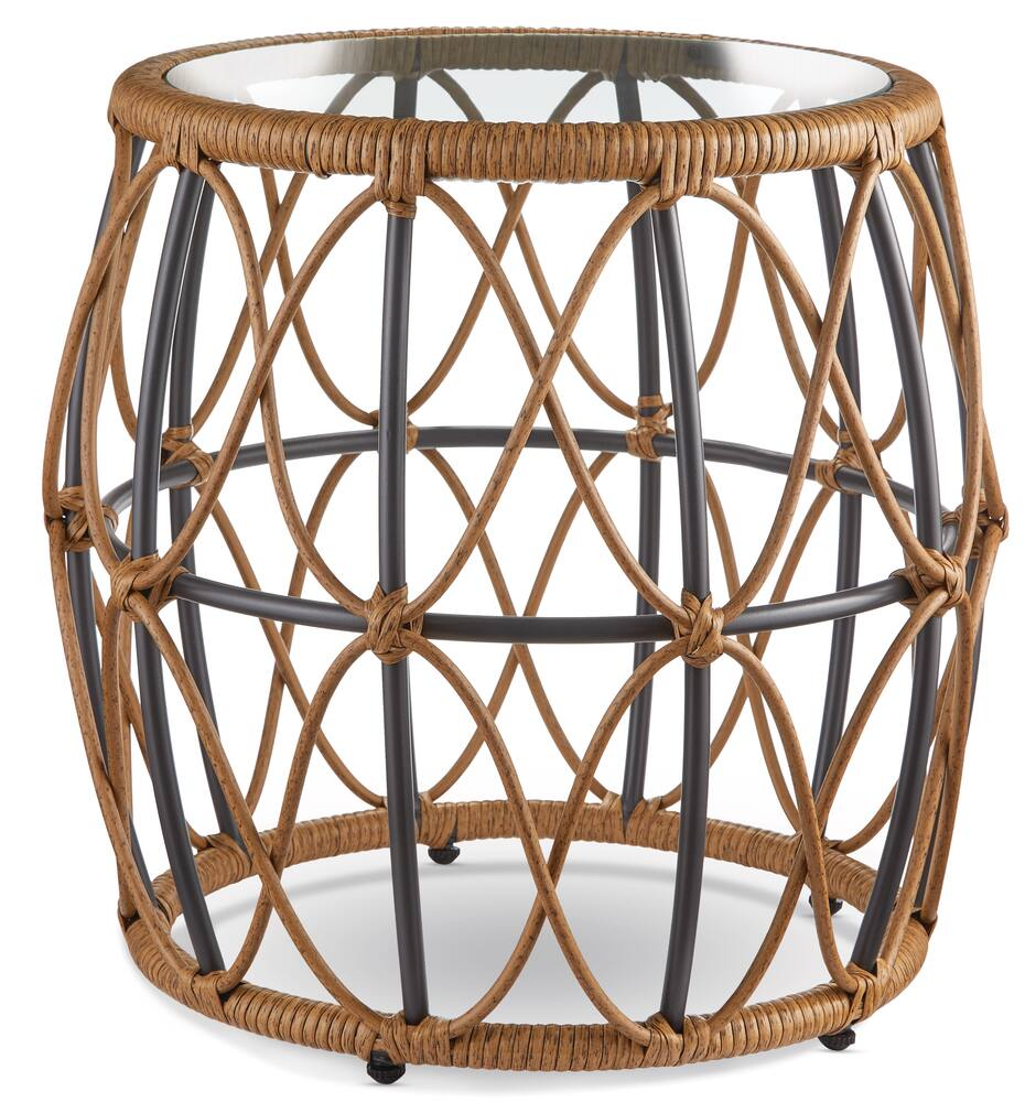 CANVAS Sydney All-Weather Wicker Outdoor/Patio Side Table w/Glass Tabletop