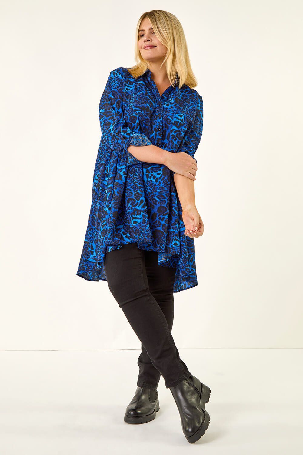 Roman Animal Print Longline Tunic Shirt