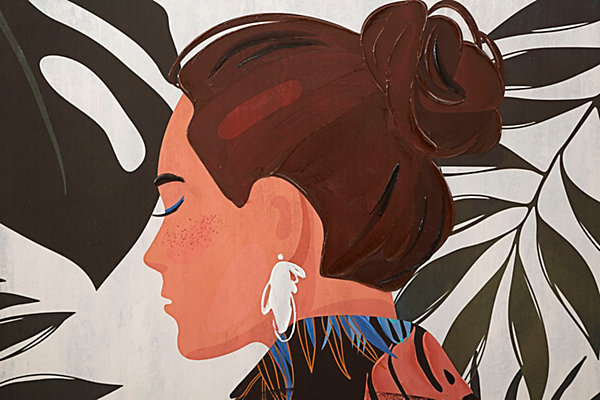 Impression sur toile femme multicolore 80x2,8x120 cm