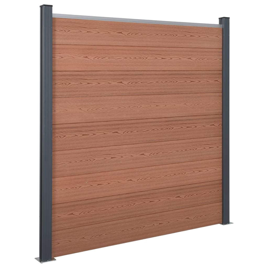 Zestaw Paneli Ogrodzeniowych Ogrodzenie Płot WPC 180x186 cm Brązowy