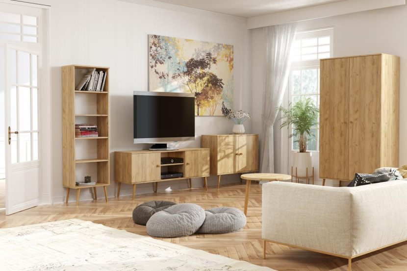 Wysoki regał na książki IKON w stylu skandynawskim Dąb Craft