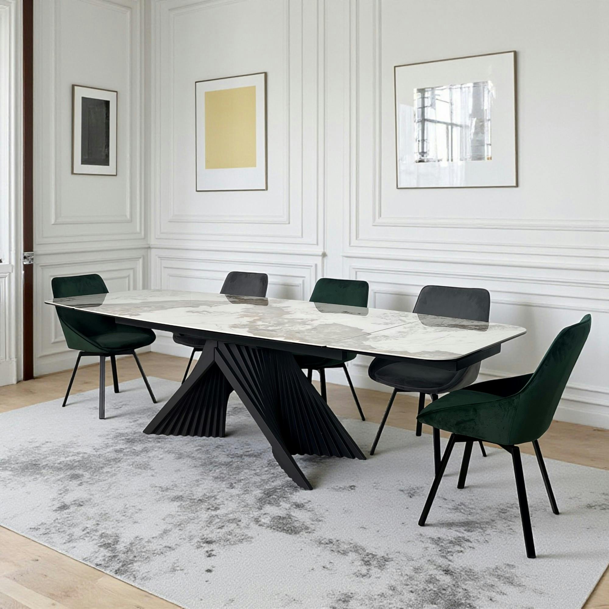 Table extensible céramique - pied origami 180-280 cm LOMBARDIE
