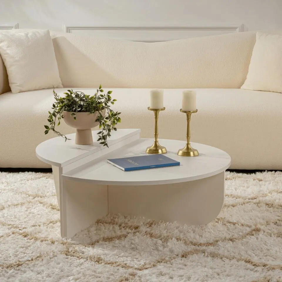 Calicosy - ORION Set van 2 salontafels - Licht hout - 90x90x35 cm