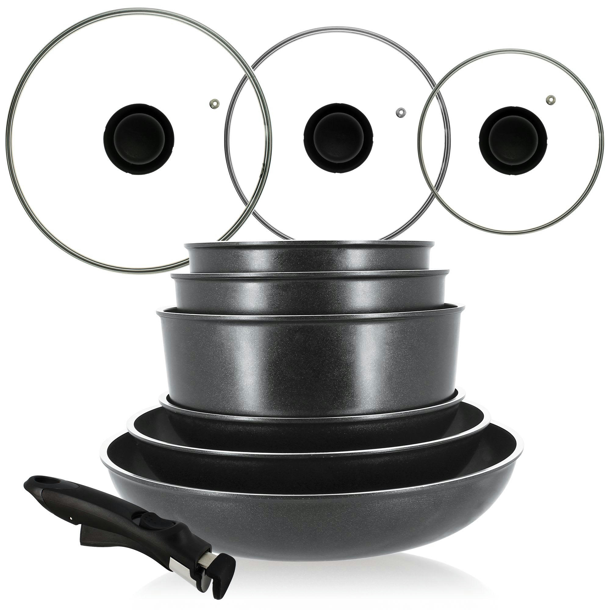 MARIE - Batterie de cuisine 10 pièces en aluminium - compatible induction