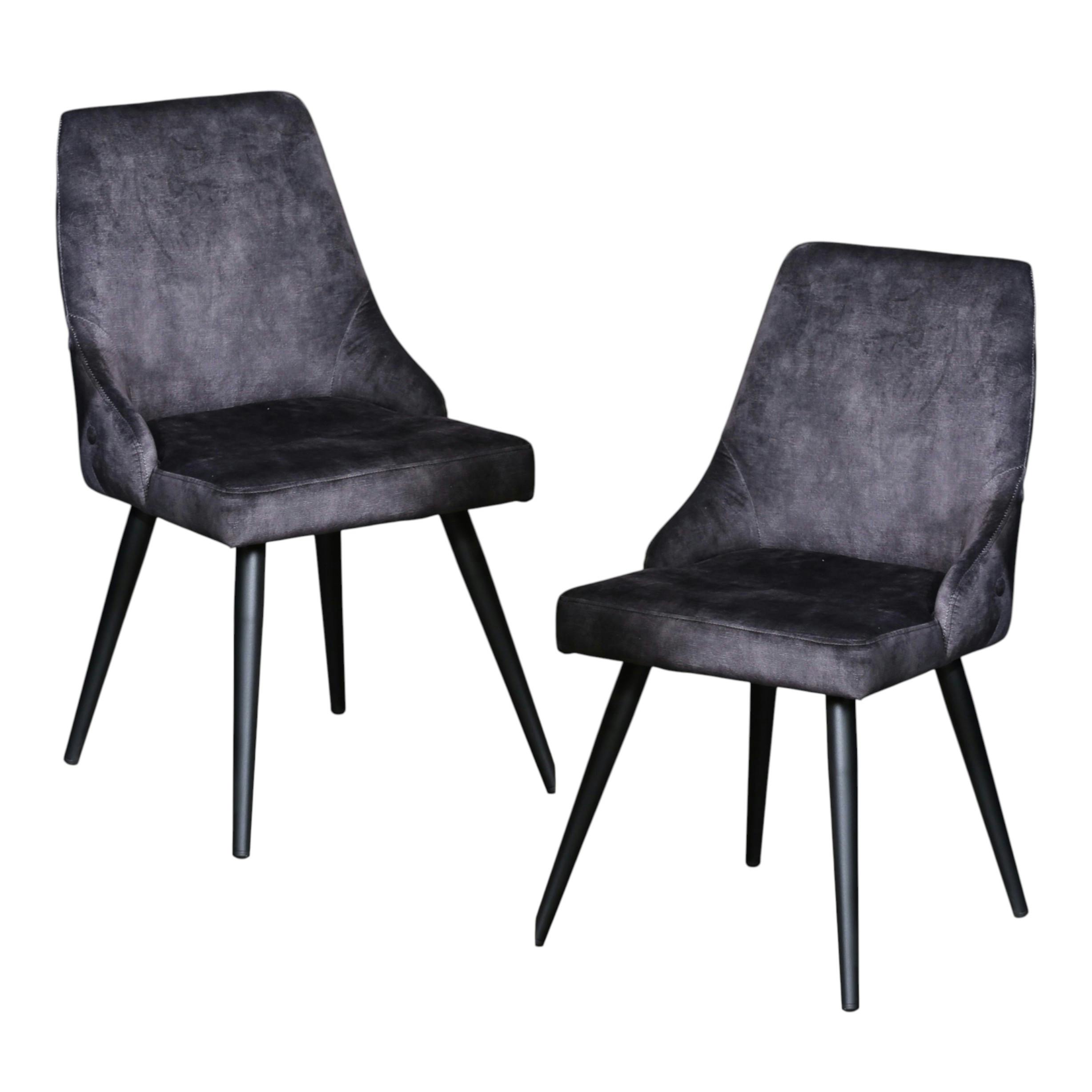 Chaise en velours gris anthracite (lot de 2) MALMOE