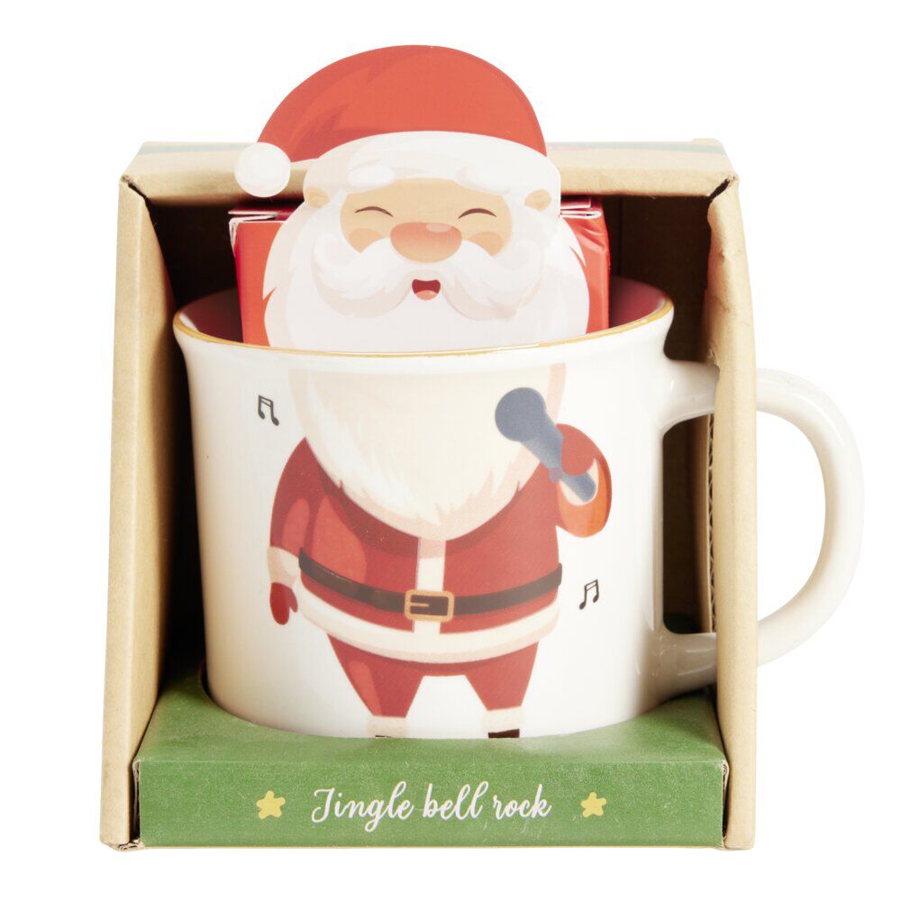 Coffret mug No&euml;l 330ml motif mignon avec biscuits (3 modèles)