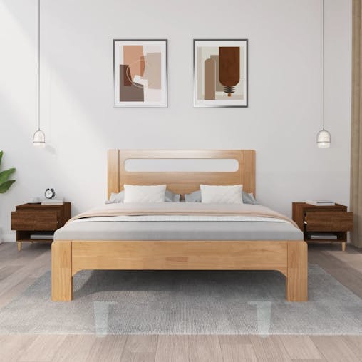 NNEVL Bedside Tables 2 pcs Brown Oak 50x46x50 cm Engineered Wood