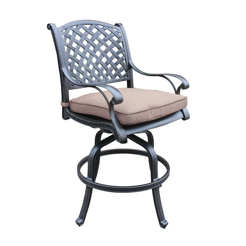 Cast Aluminum Counter Stool With Cushion, Set of 2