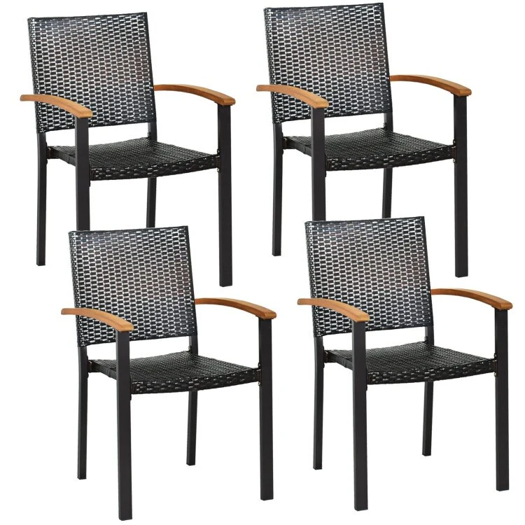 Set of 2/4 Outdoor Patio PE Rattan Dining Chairs