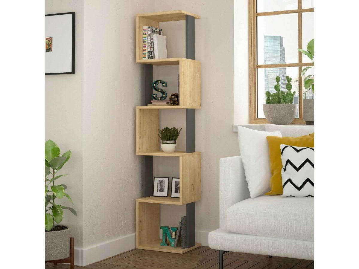 KAZA - KAZA Bibliothèque chêne sonoma anthracite