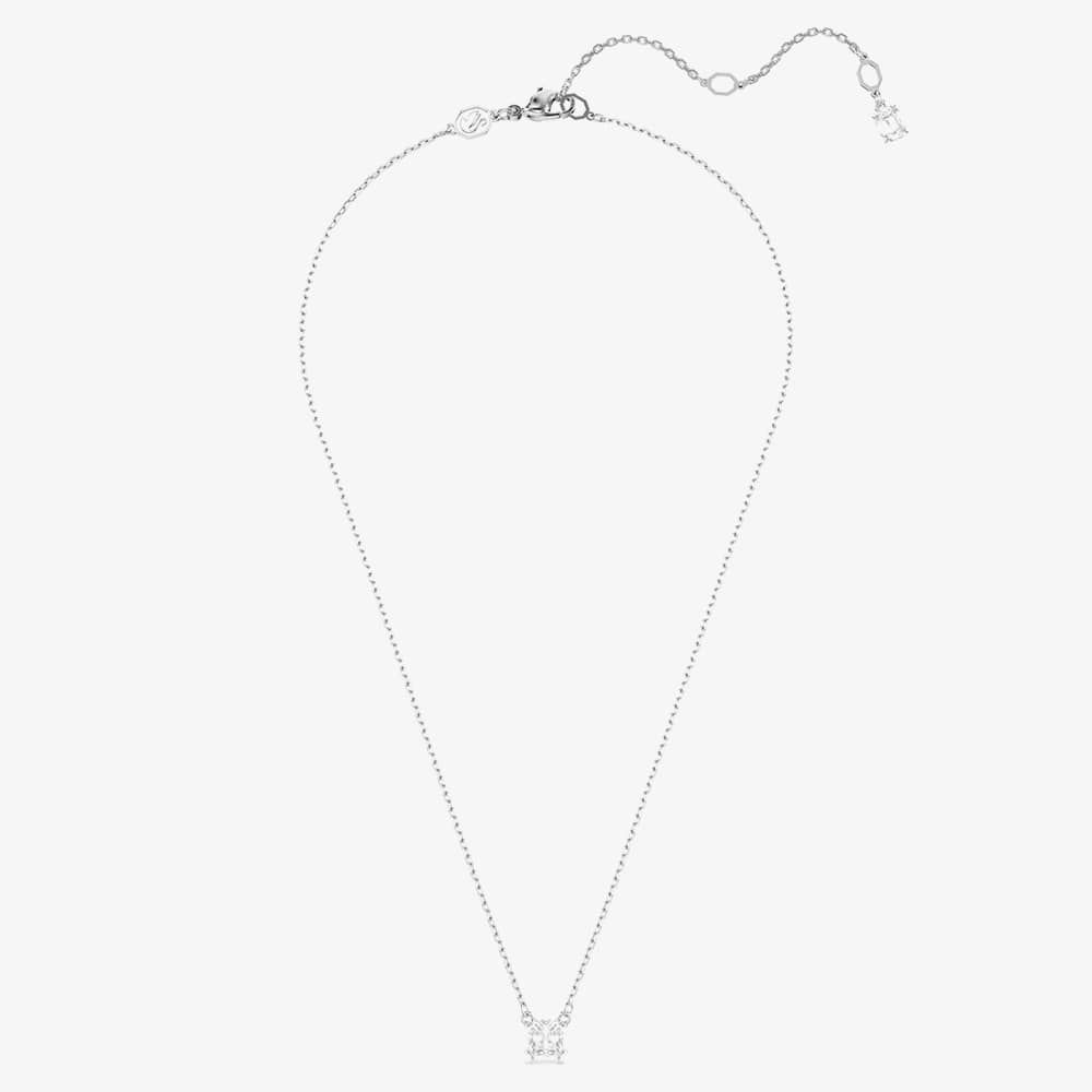Swarovski Stilla Rhodium Plated Square Cubic Zirconia Necklace 5701903