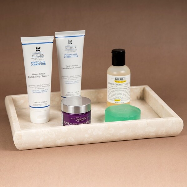 Creative Home Champagne Marble Vanity Tray, Bath Towel Tray, Bathroom Accessory Organizer - Beige