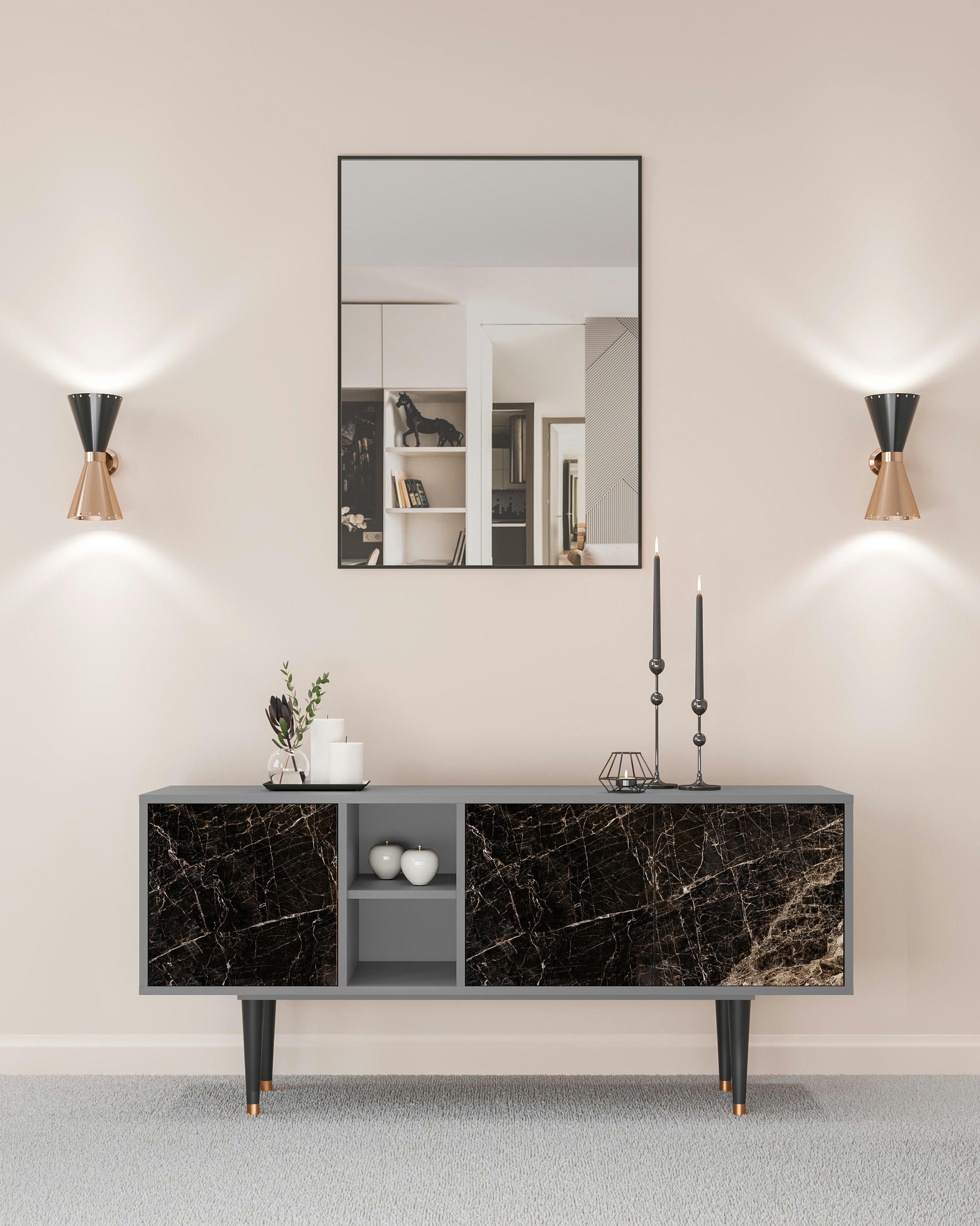 NIGHT ABYSS - Meuble TV  noir 3 tiroirs L 150 cm