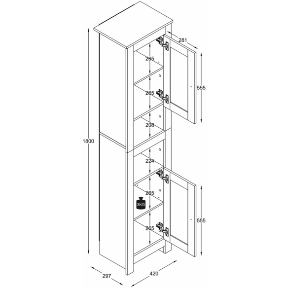 Hochschrank »Balusa«, BxHxT: 42 x 180 x 30 cm