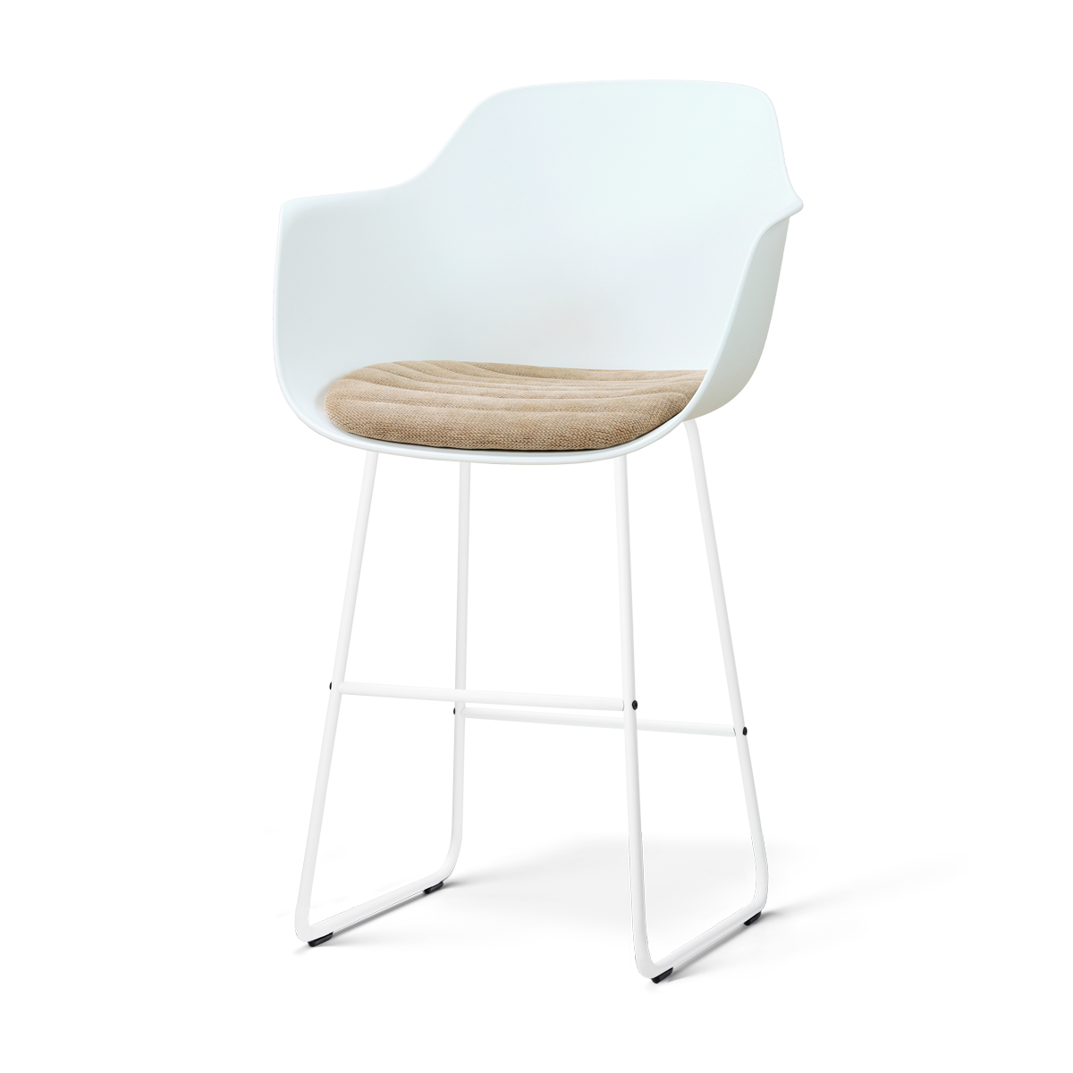 Nolon Nino-Liz Barkruk Wit met Nougatbruin Zitkussen Wit Onderstel 75 Cm