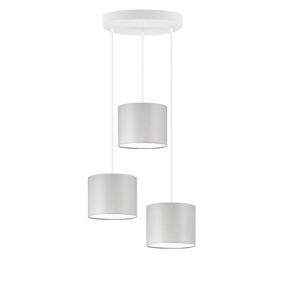 Lampa wisząca 3 klosze PUEBLO Biały/ Jasny Szary