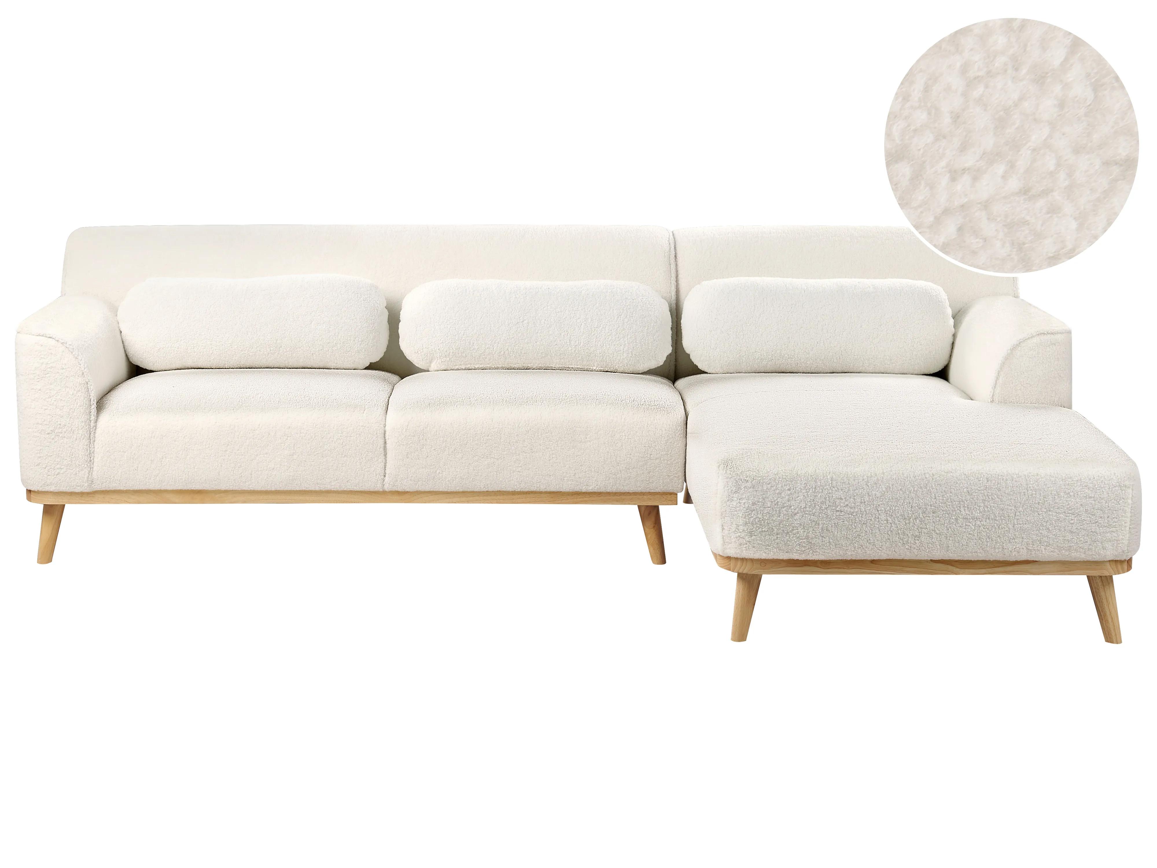 Corner Sofa 3 Seater SIMOS Boucle White Left Hand