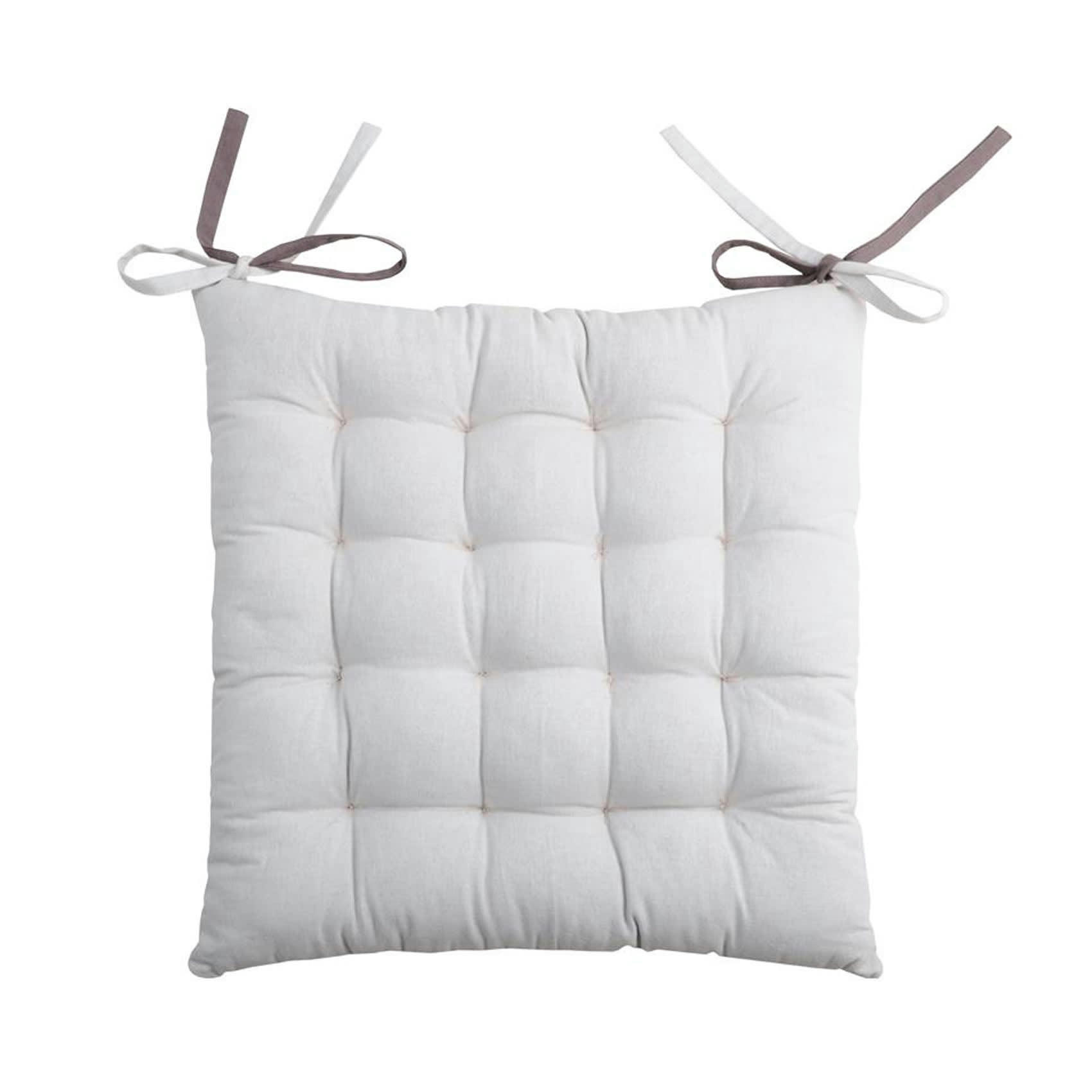 - Galette de chaise bicolore coton gris perle 40x40 cm