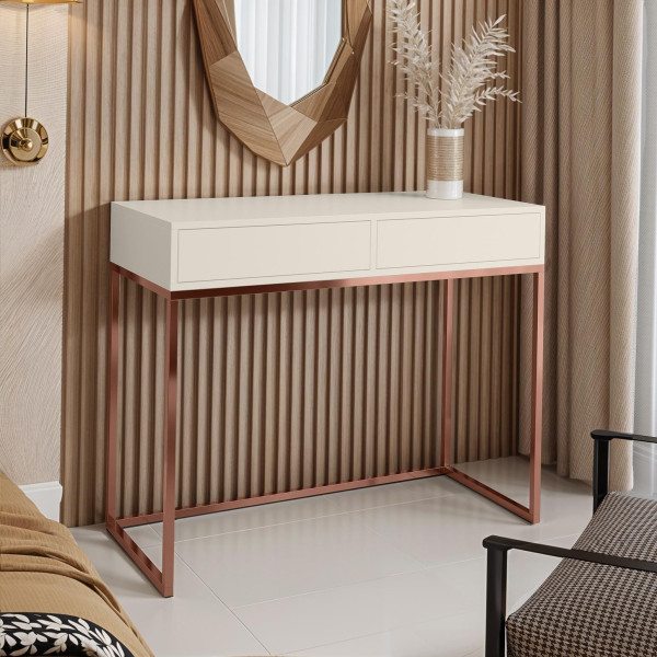 Designerska toaletka 80 CUBIC kaszmirowa na miedzianym stelażu