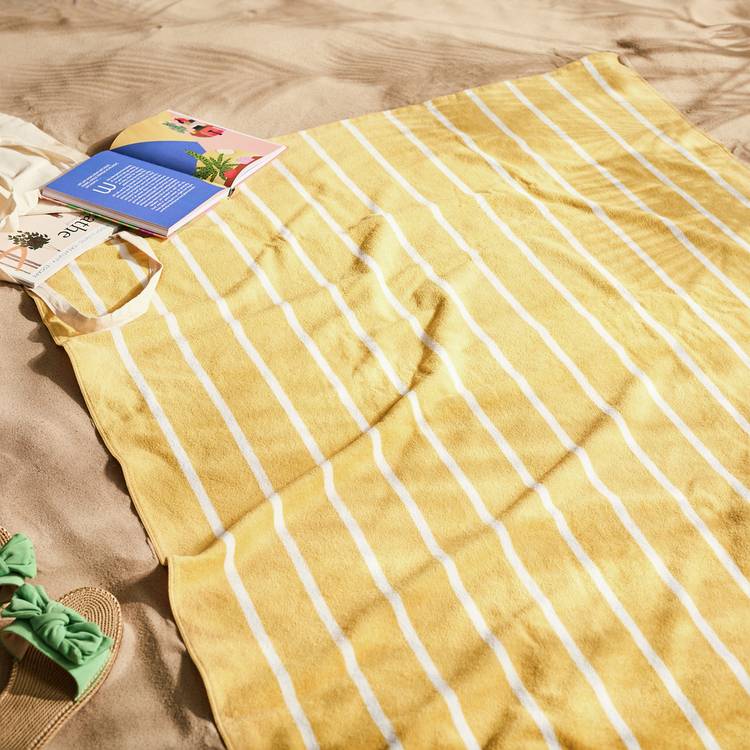 Habitat Yellow Stripe XL Beach Towel