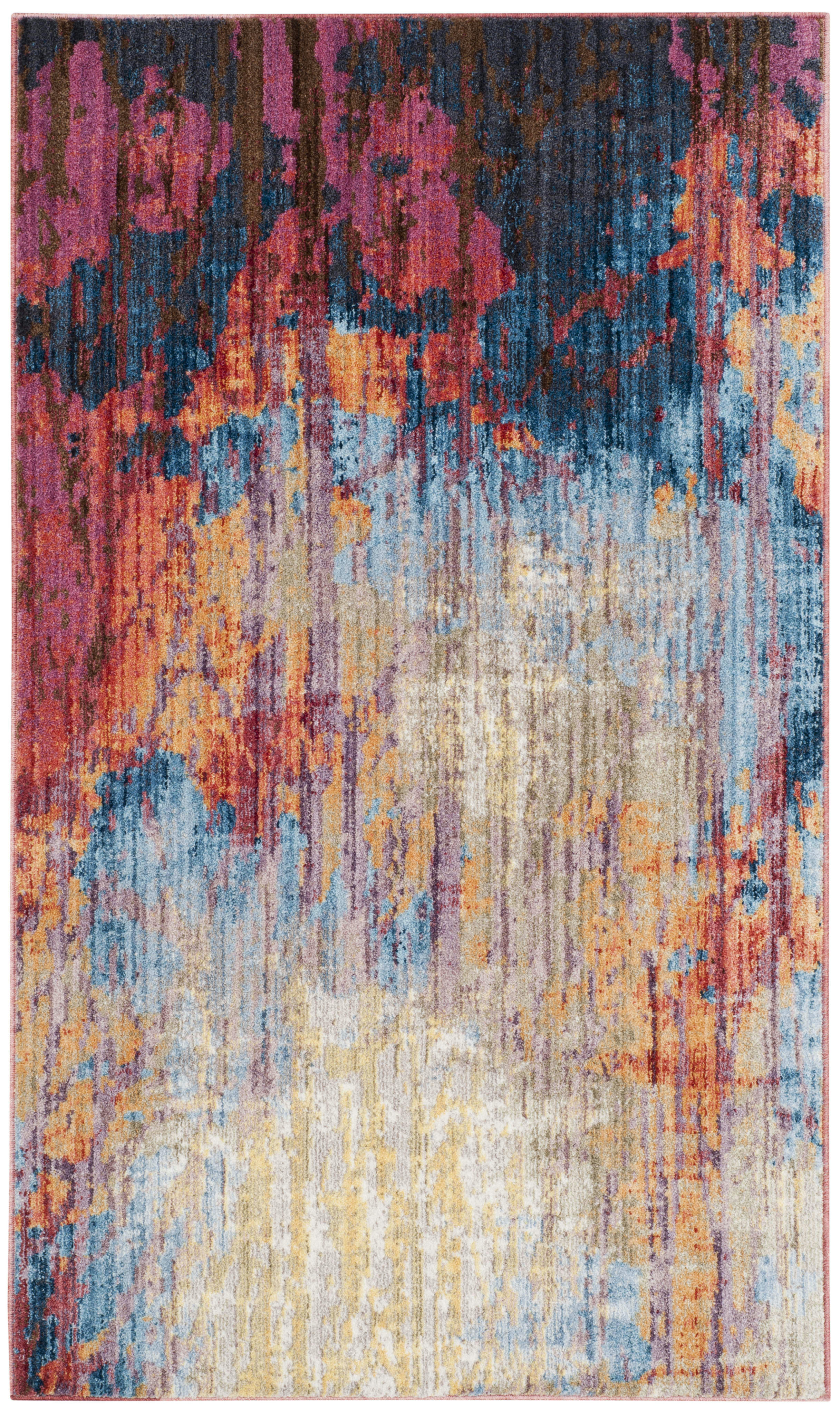 BRISTOL - Tapis de salon interieur en bleu & rouille, 122 x 183 cm