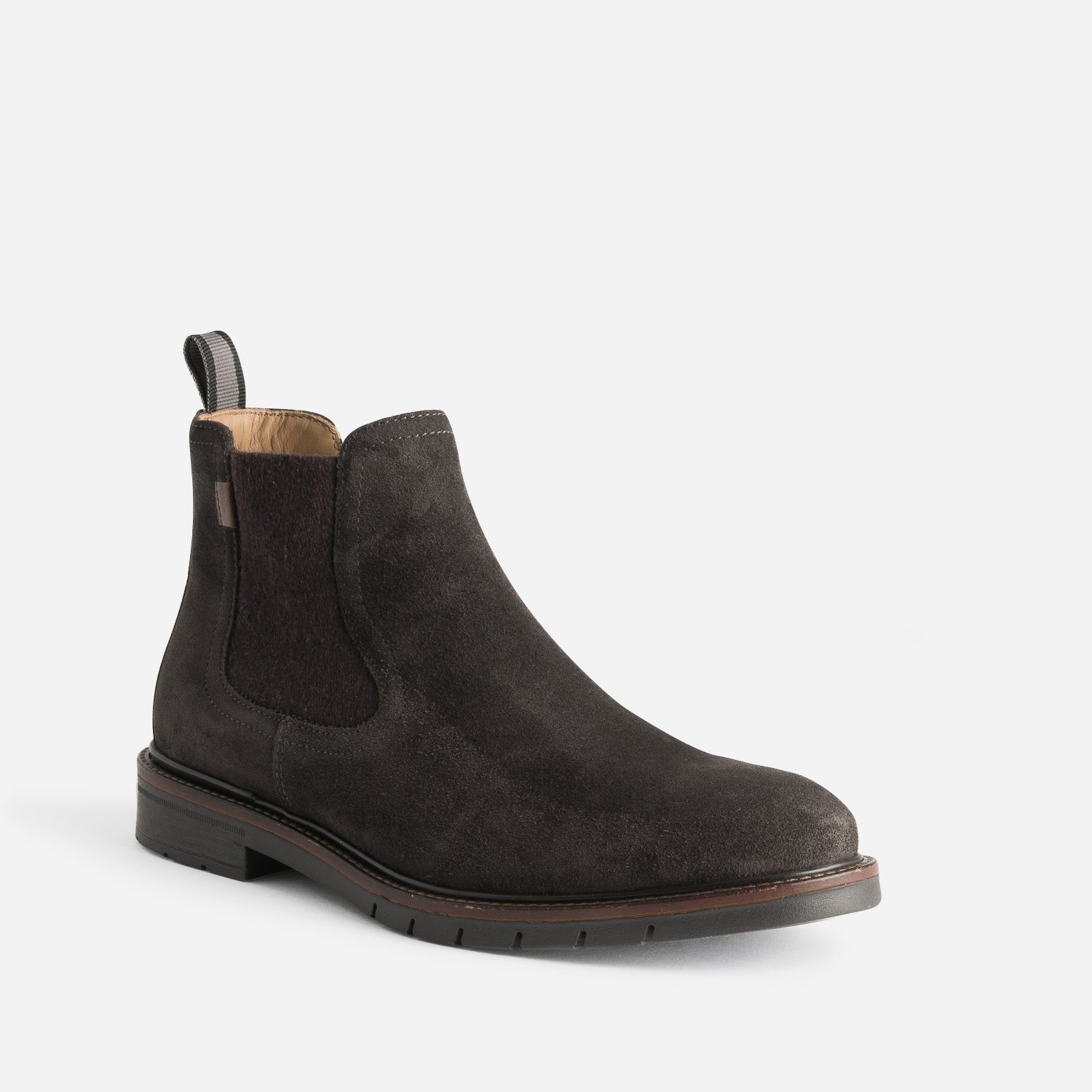 Chelsea boots marron foncé en cuir velours