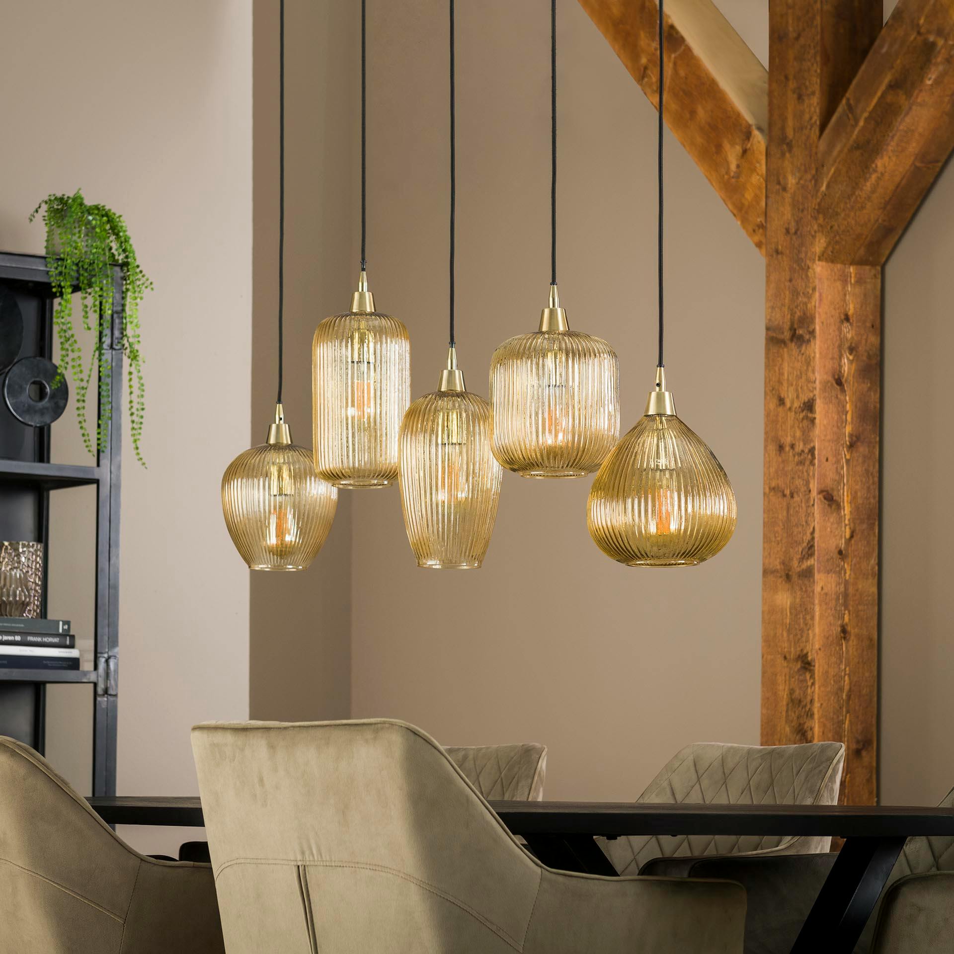 Suspension vintage multiple 5 lampes NOVA
