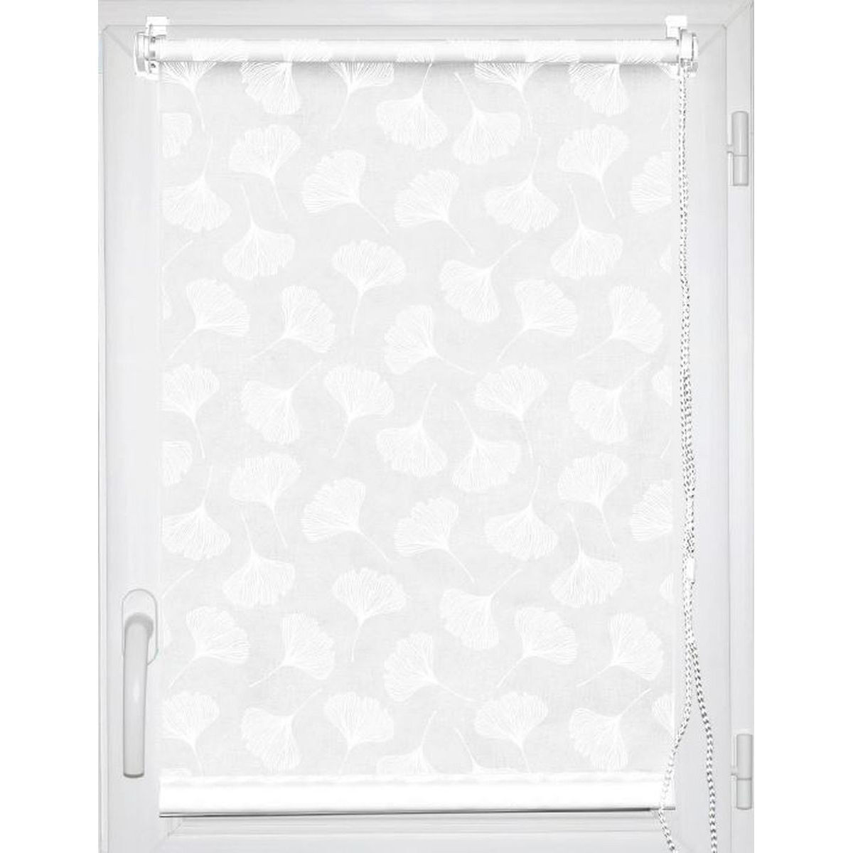 Estore tela impressa branca em algodão 87x180cm