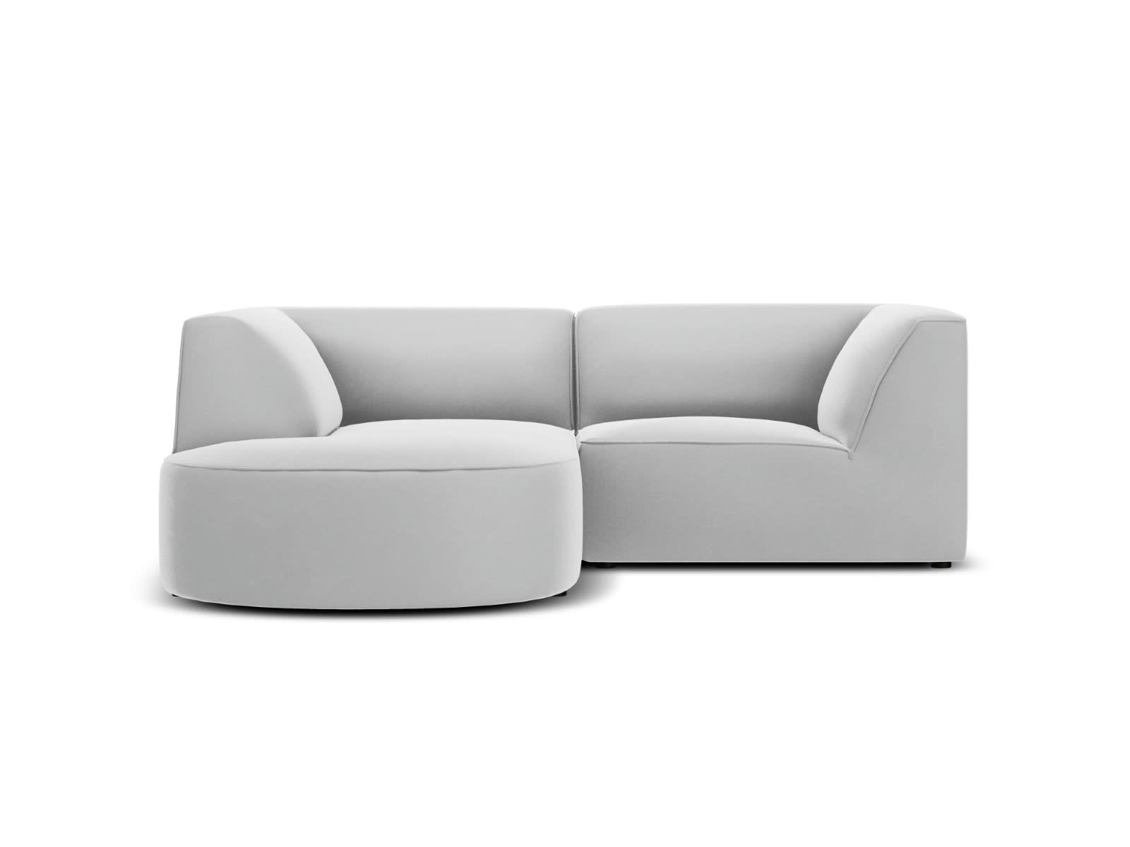 CHARLES - Canapé D'Angle Gauche 3 places en Velours Gris Clair