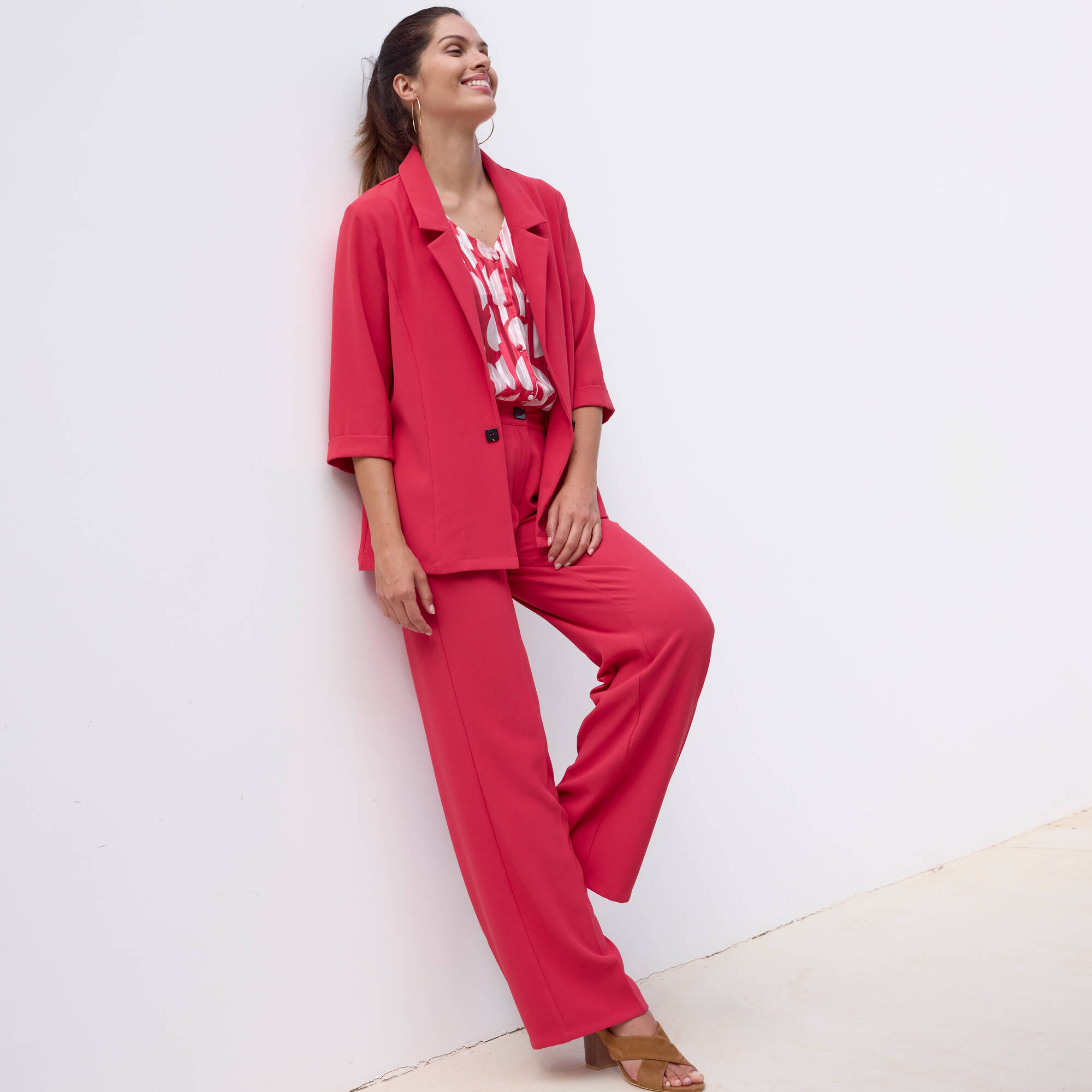 Veste manches 3/4, cr&ecirc;pe fluide