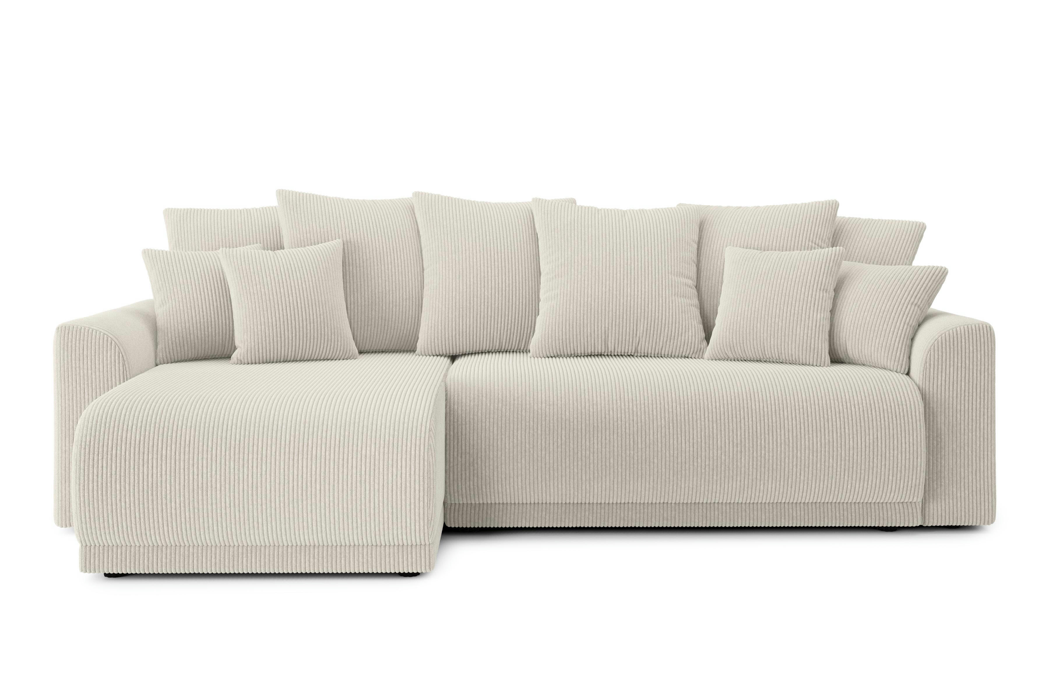 NOVA - Canapé d'angle convertible en velours côtelé 4 places beige