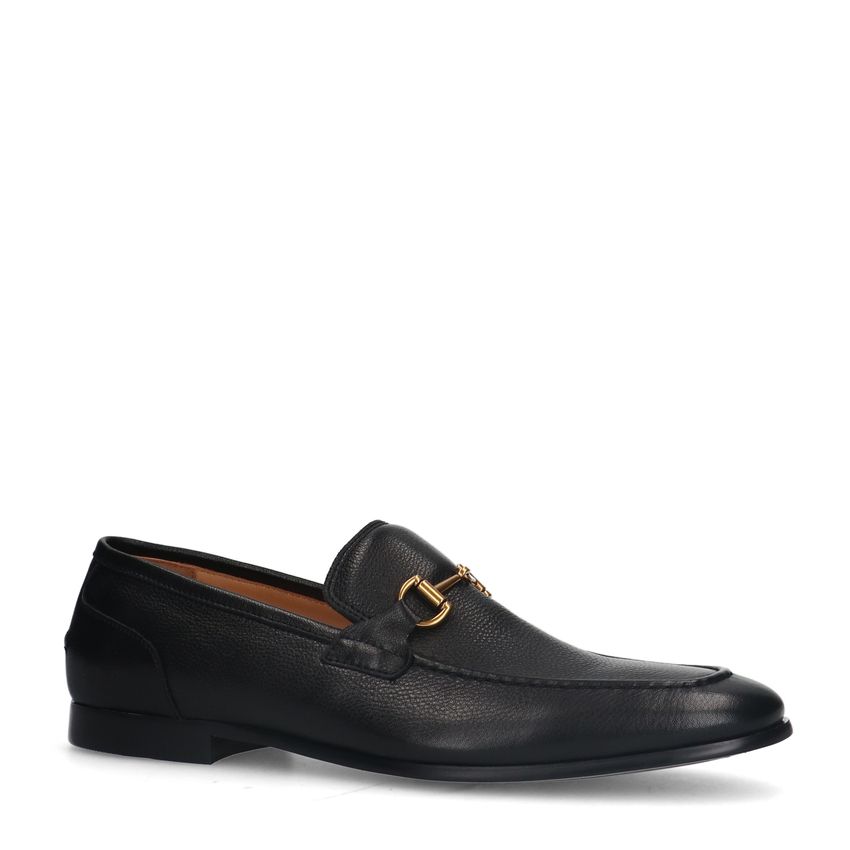 Manfield Zwarte leren loafers