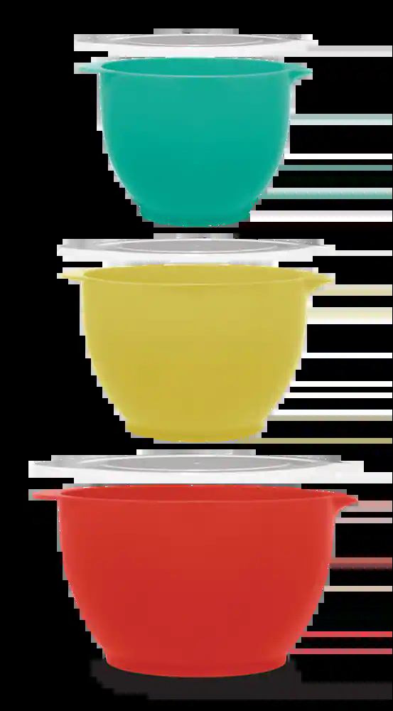 MASTER Chef Plastic Mixing Bowl Set with Lids, Assorted Sizes, 3-pk