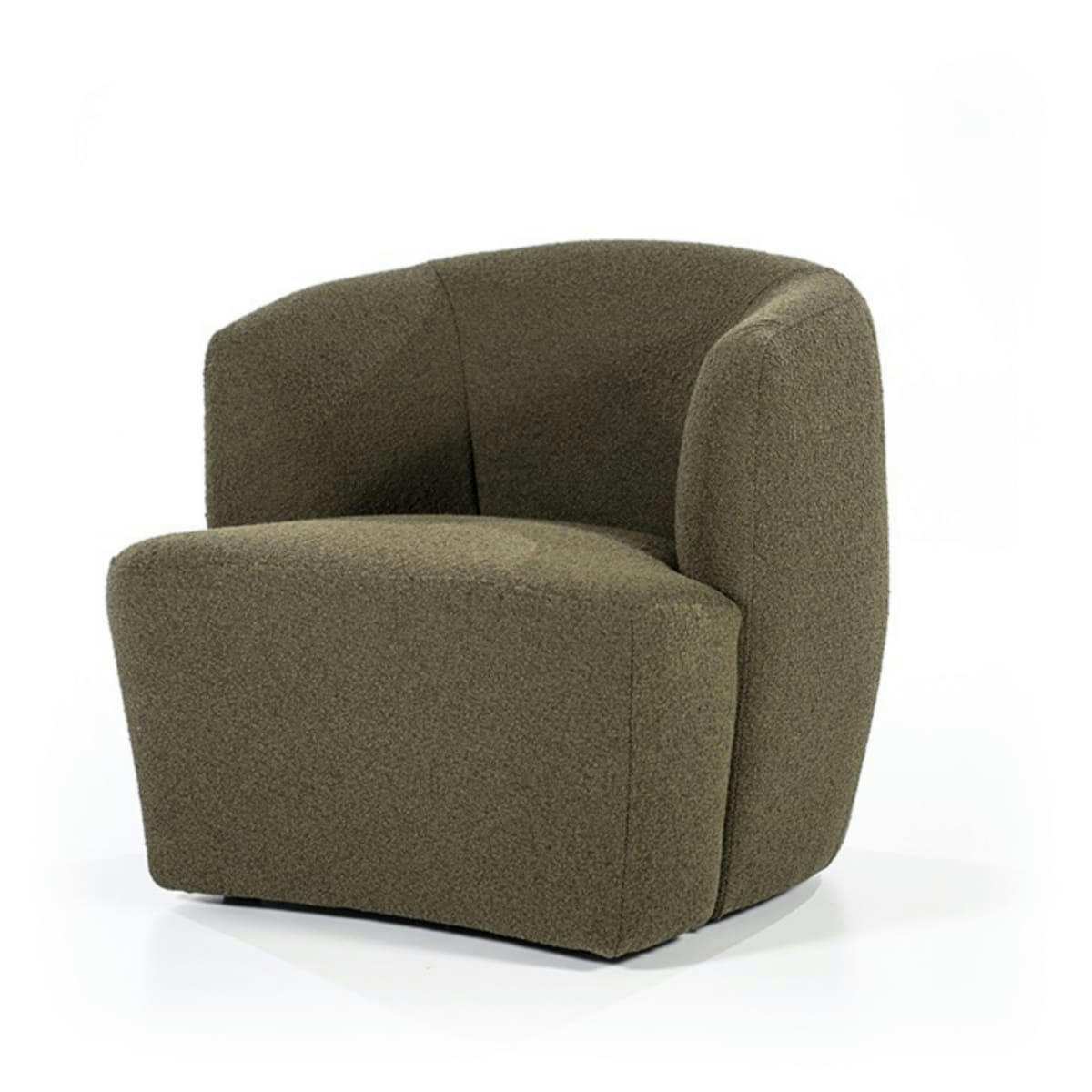 IKOT - Fauteuil rond avec accoudoirs en tissu vert