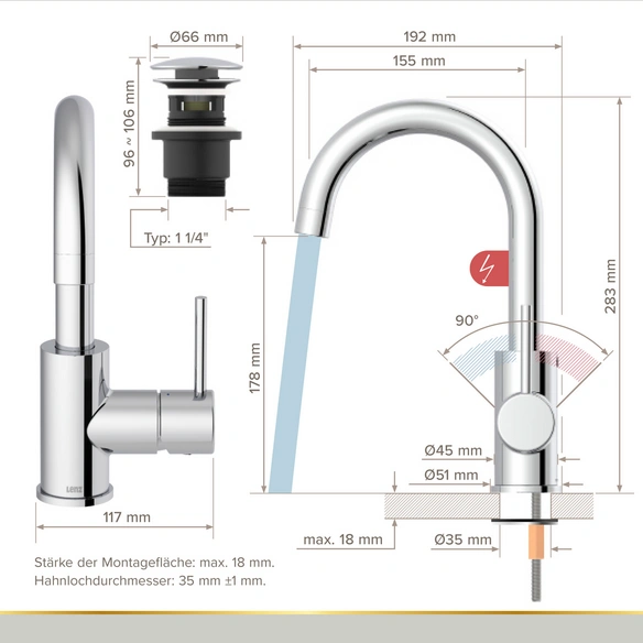 Waschtischarmatur »BOW«, 3/8