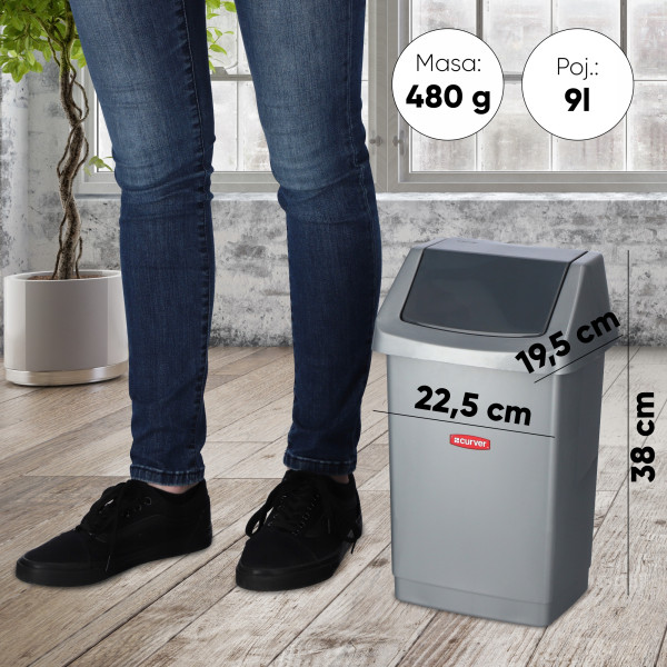 Curver Kosz Na Śmieci Uchylny 9 L Grafitowy