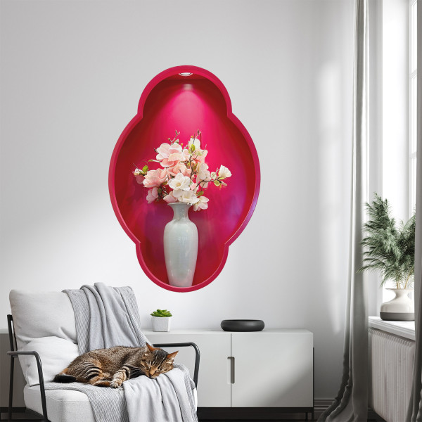 Naklejki dziury kwiaty w wazonie 3D efekt dziury 54x80