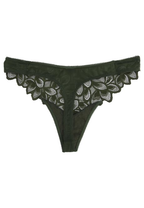 Womens Green Roxie Lace Thong