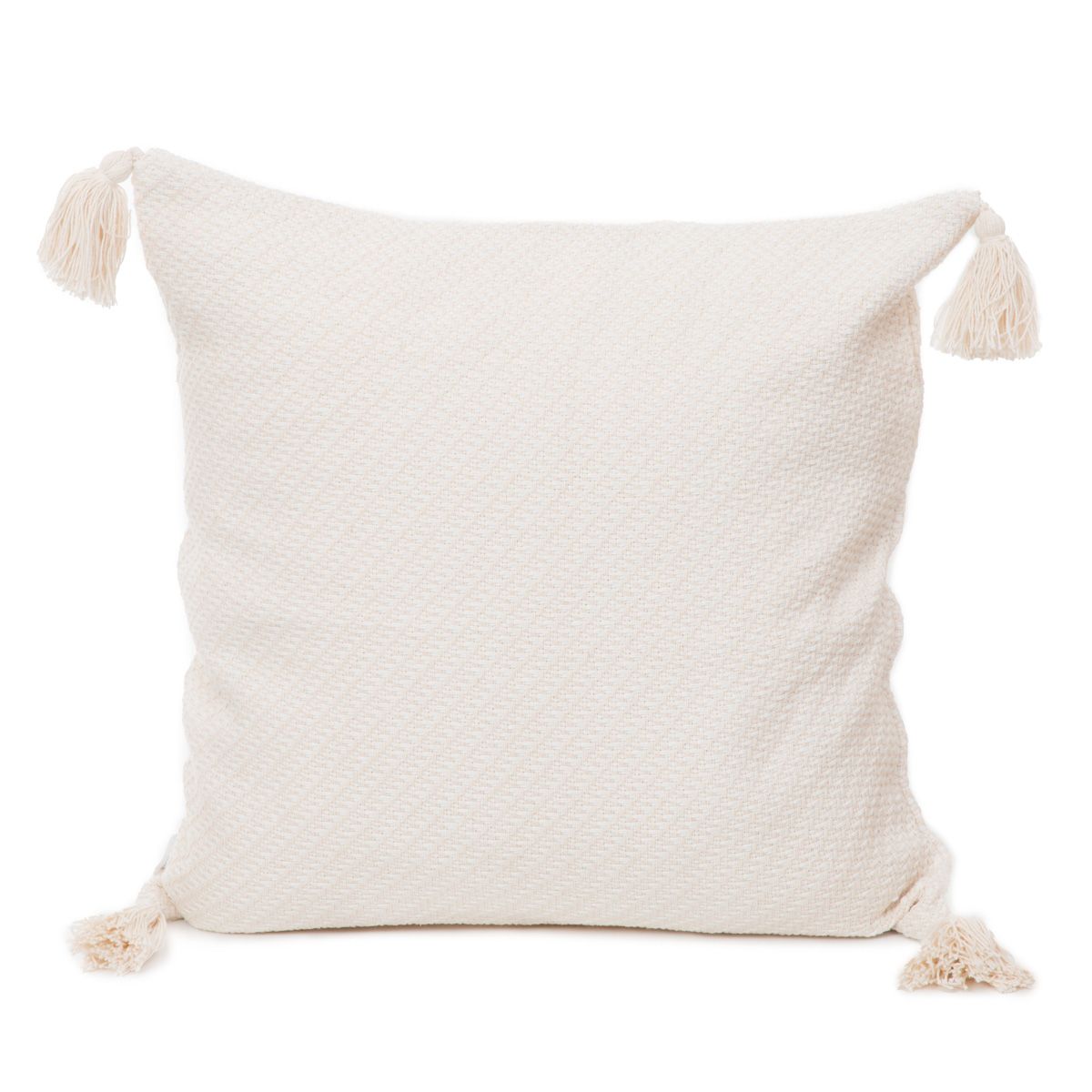 Poszewka MORRIS z frędzlami ecru z domieszką bawełny 45x45 cm