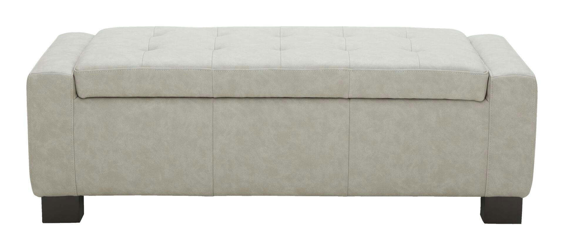 CANVAS Louisa Upholstered Hinge-Top Storage Ottoman/Bench With Padded Seat, Light Grey